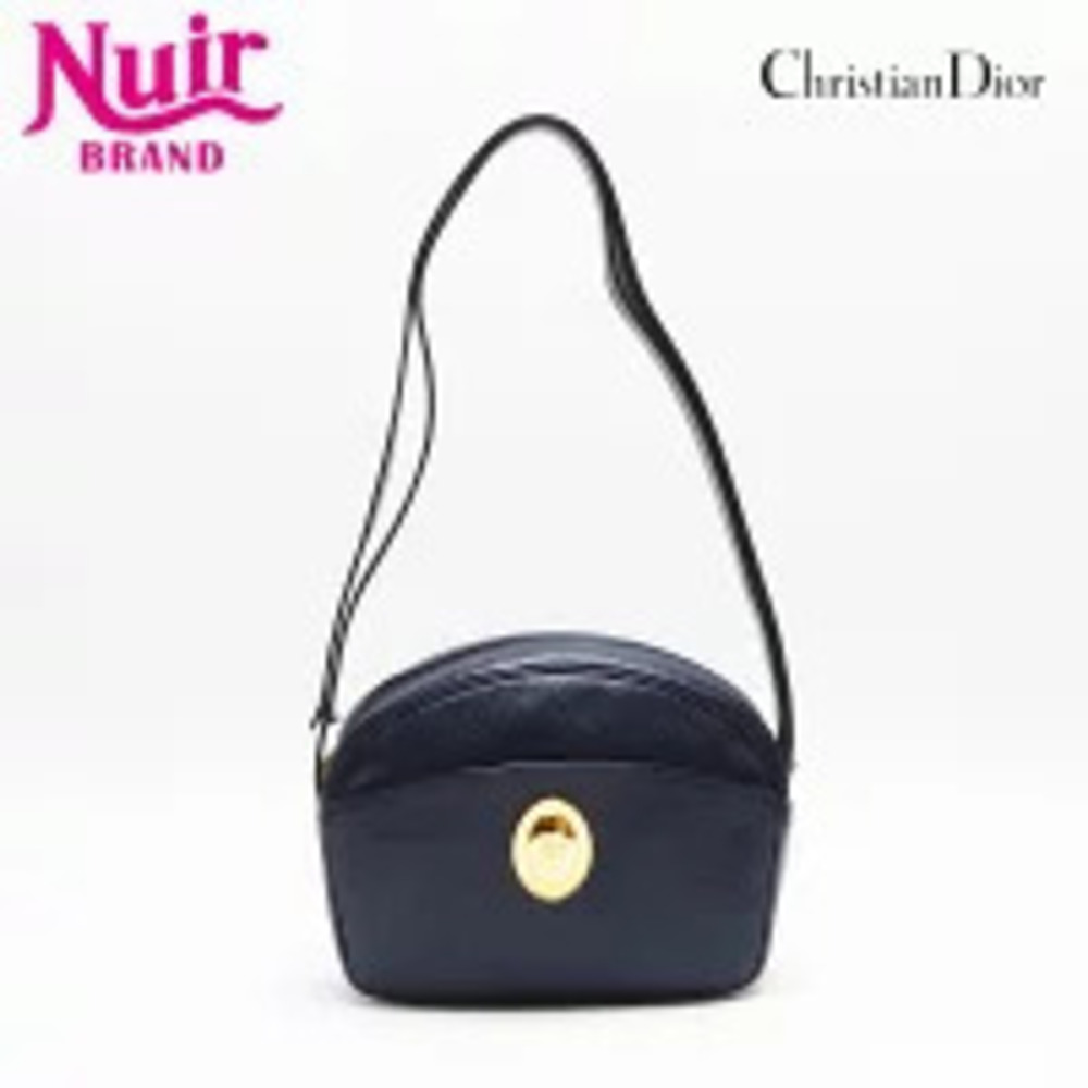 Christian Dior CD Oval Logo Plate Shoulder Bag Navy Blue - Picture 1 of 13